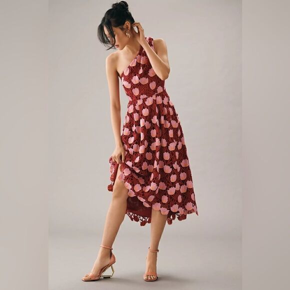 Anthropologie Maeve One-Shoulder Floral Dress Size 10 - Picture 1 of 5